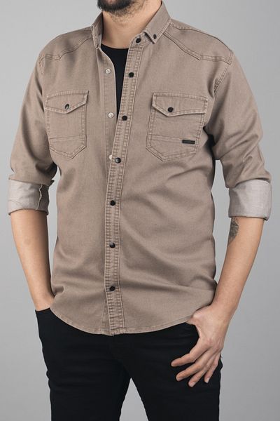 bombe Pánská Slim Fit bavlněná džínová košile
