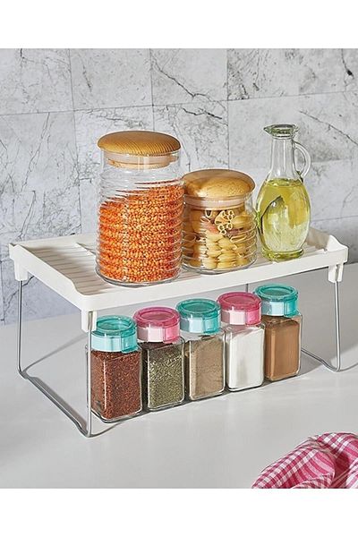 evikonu Practical In-Cabinet Countertop Shelf Organizer Cup Spice Kitchen Plate Rack