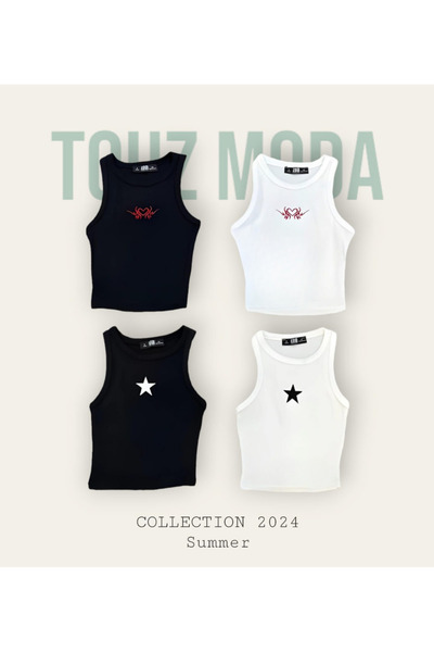GOSSİP TEAM Gossip Team - Top crop brodat cu guler negru Gothic Love