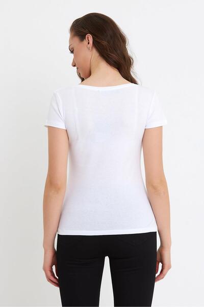 VENA Μπλουζάκι Matilda με λεπτομέρεια που ταιριάζει στο σώμα - Λευκό