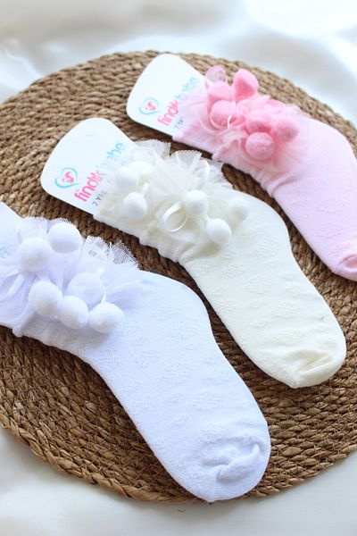 Arwen Collection school socKs with Pompoms for Girls