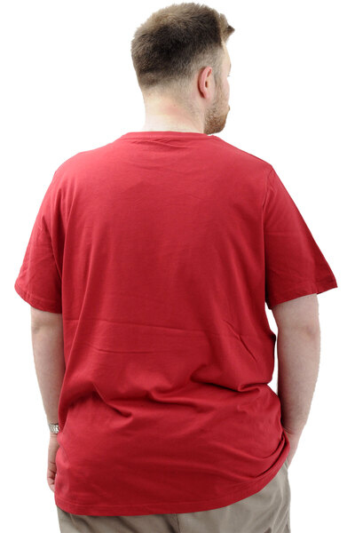 ModeXL Ανδρικό μπλουζάκι με λαιμόκοψη σε μεγάλο μέγεθος - βαμβακερό, εμπριμέ, CREATE U24079 μπορντό