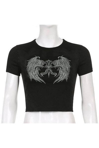 GOSSİP TEAM Gossip Team - Crop negru imprimat Diamant