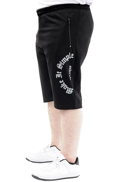 ModeXL Pantaloni scurți Capri pentru bărbați - mărime mare, imprimați, SIMPLE 24504 negru