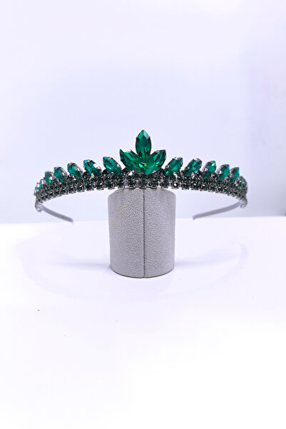 SimgeAksesuar حجر كريستال أخضر - خطوبة أنيقة وأنيقة وتاج الحناء