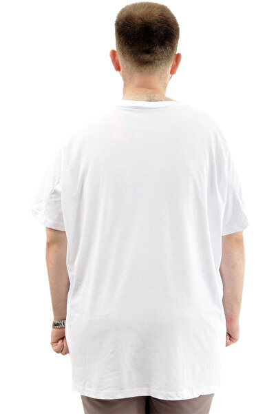 ModeXL Λευκό ανδρικό μπλουζάκι με λαιμόκοψη με απαλή υφή - Mode XL, U24083