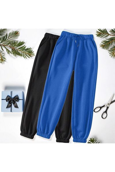 Fifty Color Ψηλόμεσο ελαστικό Winter Jogger Sweatpants Σετ 2 τεμαχίων