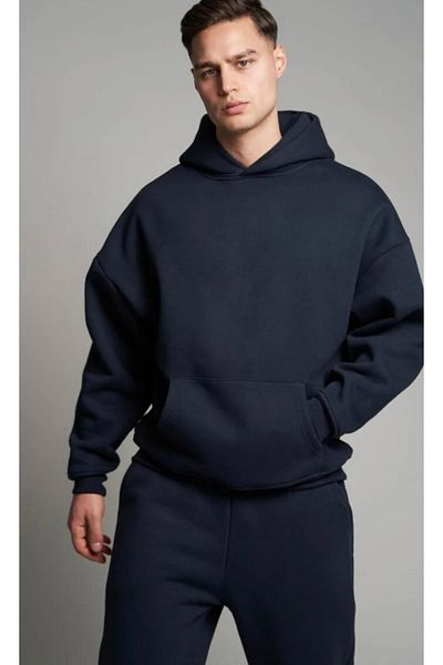 CAST COLLECTİON Navy Blue Men's Oversize Sweatshirt