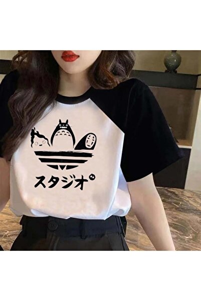 GOSSİP TEAM Принт с Тоторо Приятели - Унисекс бяла тениска с голям размер