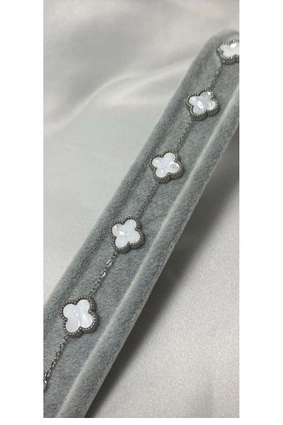 Nehir women bag Silver and White Women's Steel Wrist Model with Five Cloves