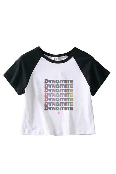 GOSSİP TEAM BTS Dynamite Printed - Gossip Team White Crop Reglan Arm