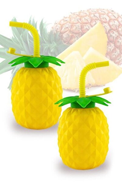 Genel Markalar 2'li Ananas Tasarımlı 3 Boyutlu Pipetli Suluk Matara