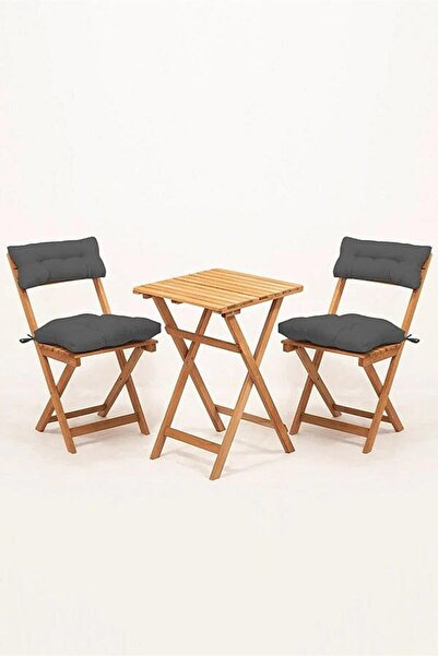 Rual Bahçe Balkon Dolgulu Sandalye Minderi Sırt Dayamalı 2'li 40x40 Cm Gri ,(...