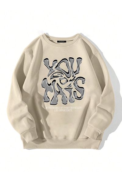 Mad&Calf Έχετε αυτό το εμπριμέ Unisex Oversize Fleece φούτερ