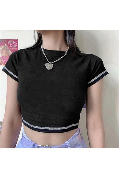 GOSSİP TEAM Gossip Team - Black Crop Cusut înapoi