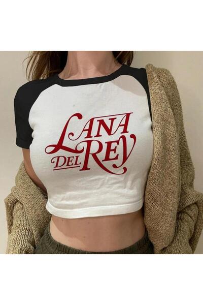 GOSSİP TEAM Lana Del Rey Gossip Team White Crop Raglan Maneca
