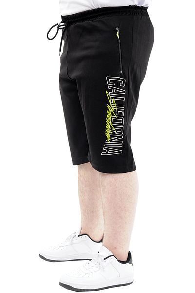 ModeXL Pantaloni scurți Capri pentru bărbați de mărime mare - CALIFORNIA 24503 negru cu imprimeu