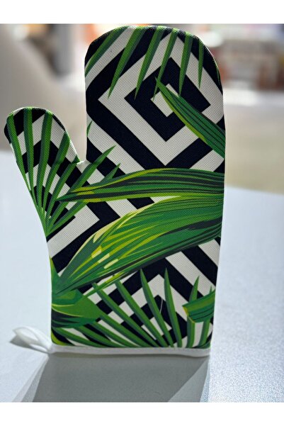 DÜŞLER EV TEKSTİLİ قفازات فرن منقوشة بأوراق متعرجة