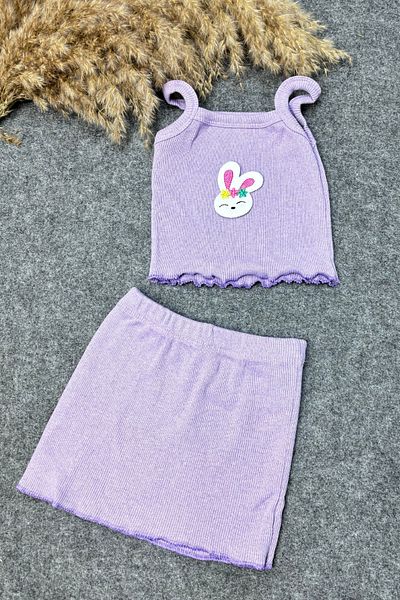 ADABEBEK lilac Rabbit Accessory Rope Strap Baby Crop Set