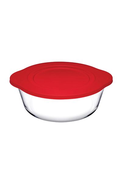 Paşabahçe Borcam Round Tray  Red  W/Pls  1450 Ml