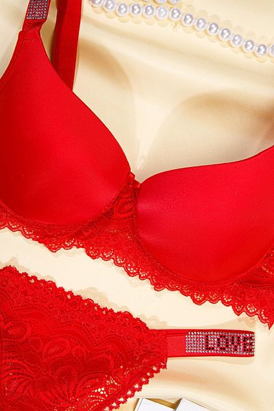 Tılsım Lingerie Red Love Secret Stone Micro Padded Bra Set 250