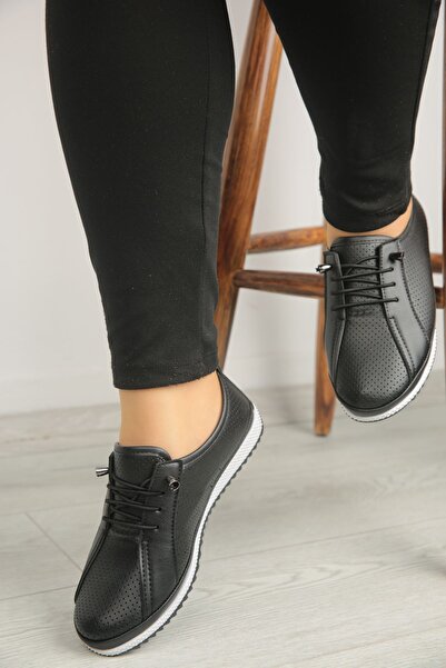 ASL SHOES STORE Soft Women's Ballerinas - Orthopedic Sole, Daily Laced and Perforated Leather Shoes