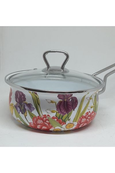 Avşar 900 ml Decorated Enamel Home - 16 cm Sauce Bowl Milk Bowl Pan