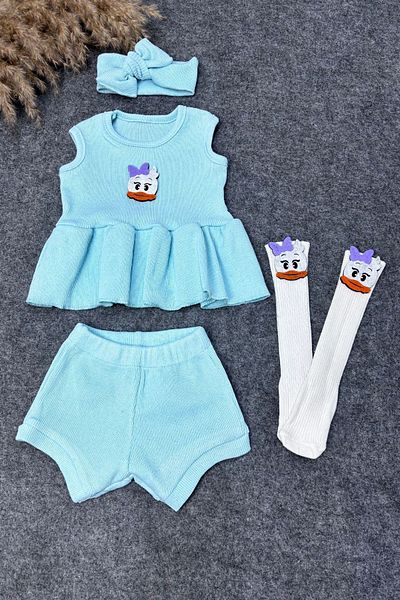 ADABEBEK Disney Ribbed Shorts Blouse with Accessories - Bandanas and Socks