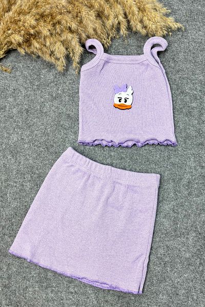 ADABEBEK Lilac Rope Hanging Skirt Accessory Baby Crop Set