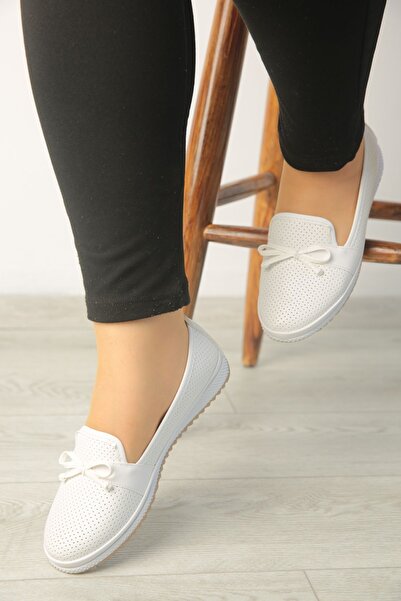 ASL SHOES STORE Balerina de damă cu talpă ortopedică moale albă