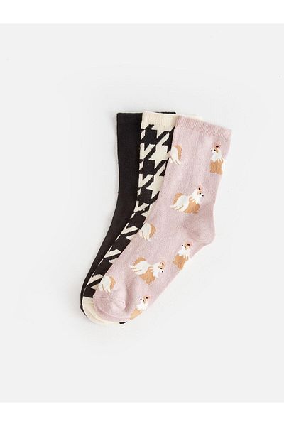 LC Waikiki Lcw Dream 3 Pack Patterned Women's Socks