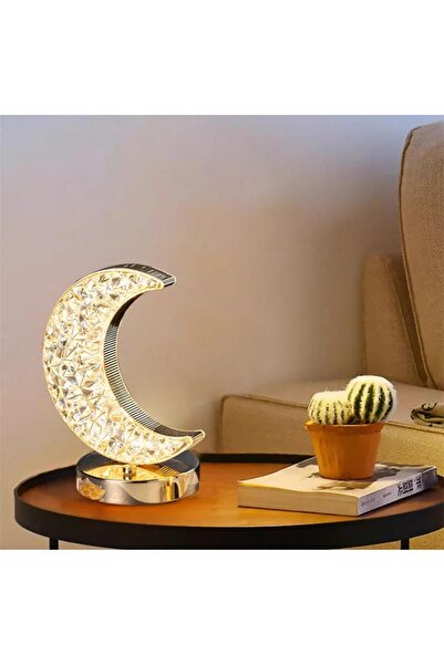 BEYZANA Kristal Ay Hilal Model 3 Renkli Yuvarlak LED Gece Lambası Dokunmatik ...