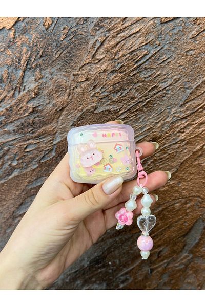 daystar AirPods 3Generation compatible rabbit embossed and beaded headphone case