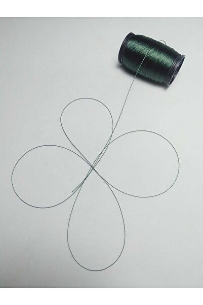 Eskişehir hobi sanat 0,2 χιλιοστά 60 μέτρα Τεσβιρ (ροζ χάντρες) σκούρο πράσινο χρώμα (πιο λεπτό κορδόνι για τα ροζ χάντρες) (Κατάλληλο για κολιέ με κορδόνια)