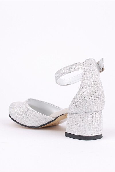 Rıdvan Çelik Girls' Pearl Ankle Buckle Heeled Evening Dress Shoes