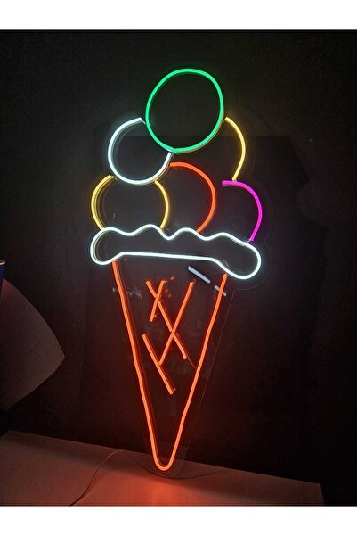 En Güzel Günde Külah Dondurma Neon Işıklı Led Tabela 40*80 cm