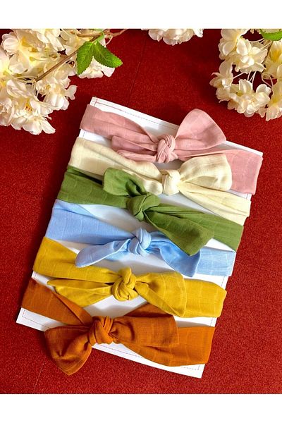 minikiti Baby Girl 6 Pieces Colorful 100% Cotton Muslin Bandana Buckle