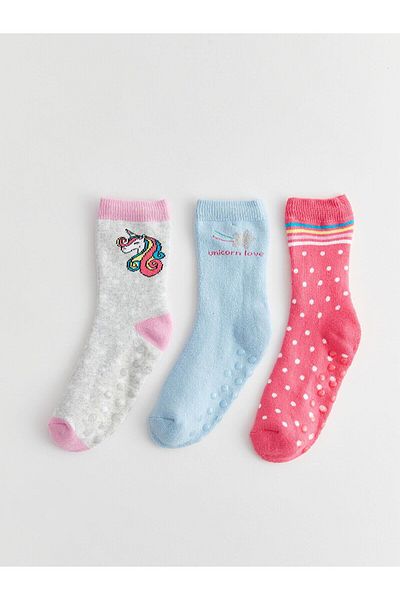 LC Waikiki lCW DREAM 3-piece Patterned Girl's Towel and SocKs Set