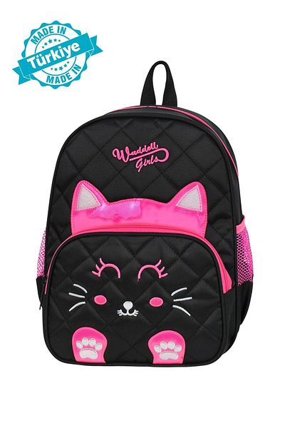 GENC DIJITAL BASKI Cat Patterned Quilted Kindergarten and Lunch Backpack - NurSery