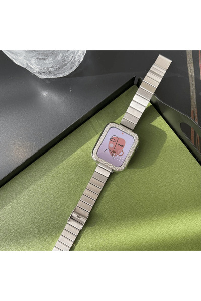 Quse Apple Watch SE/10/9/8/7/6/5/4/3 Uyumlu 42mm-41mm-40mm-38mm Çelik Bilezik İnce Metal Kordon Starlight