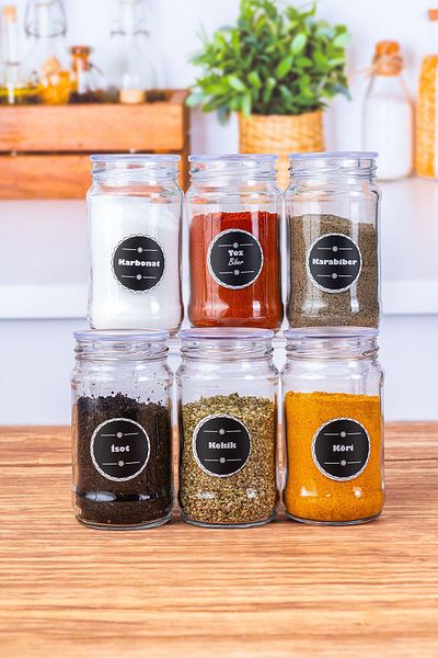 KRM HOME 6 Pieces Glass Spice Bowl with Vacuum Lid - Spice Bowl - Spice Set (330 ML)