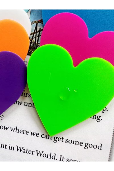 EZOSHOP Şeffaf Renkli Kalp not  Postit Sticky Notes  Yapışkanlı Not Kağıdı Kalpnot