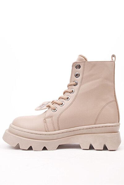 Rıdvan Çelik Cizme cu șireturi și fermoar cu talpă groasă, piele nudă