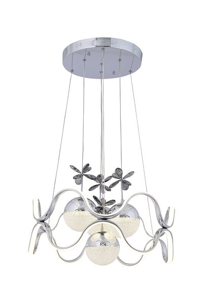 HİRALUCE Tibet 3 Color Controlled and Dimmer Chrome (Yellow White and Daylight) Led Crystal Stone Chandelier