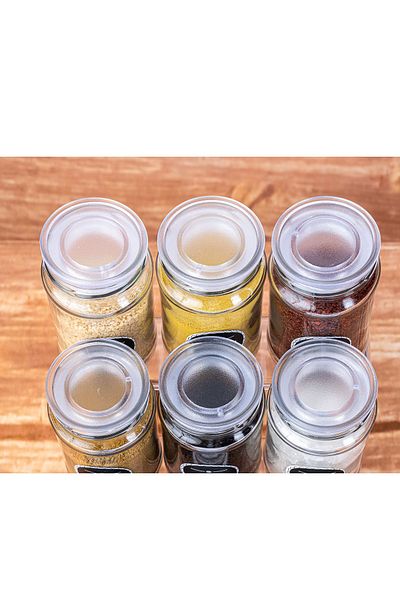 KRM HOME 6 Pieces Glass Spice Bowl with Vacuum Lid - Spice Bowl - Spice Set (330 ML)