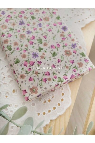 ilmekhobievi Poplin Fabric Tulip Pattern 100% Cotton 50X170 cm (1 Piece)