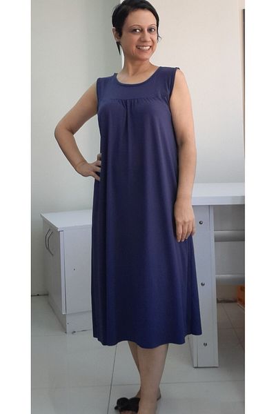 Mertcan Butik Μπλε ναυτικό μπλουζάκι μπροστά πίσω από το ρομπότ κομμένο με κορδόνι με χοντρό λουράκι από χτενισμένο βισκόζη