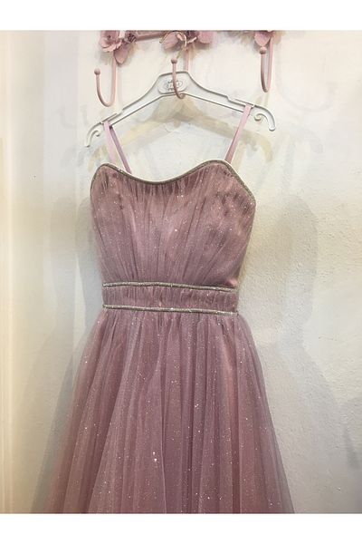Erkut Lilac Color Glittery Long Girl's Evening Dress