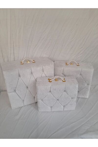 Nima Çeyiz Sandık 3lü Set Nişan ve Çeyiz Sandığı Bavul Tipi