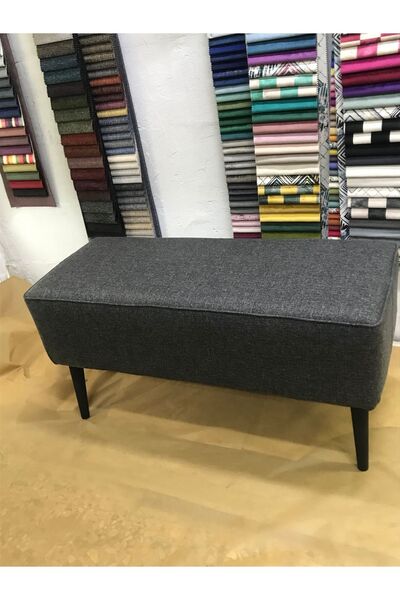 Lütfiye Gündoğan Bench puf yükseklik 45cm boy 95 cm en 40cm kumaş keten antra...